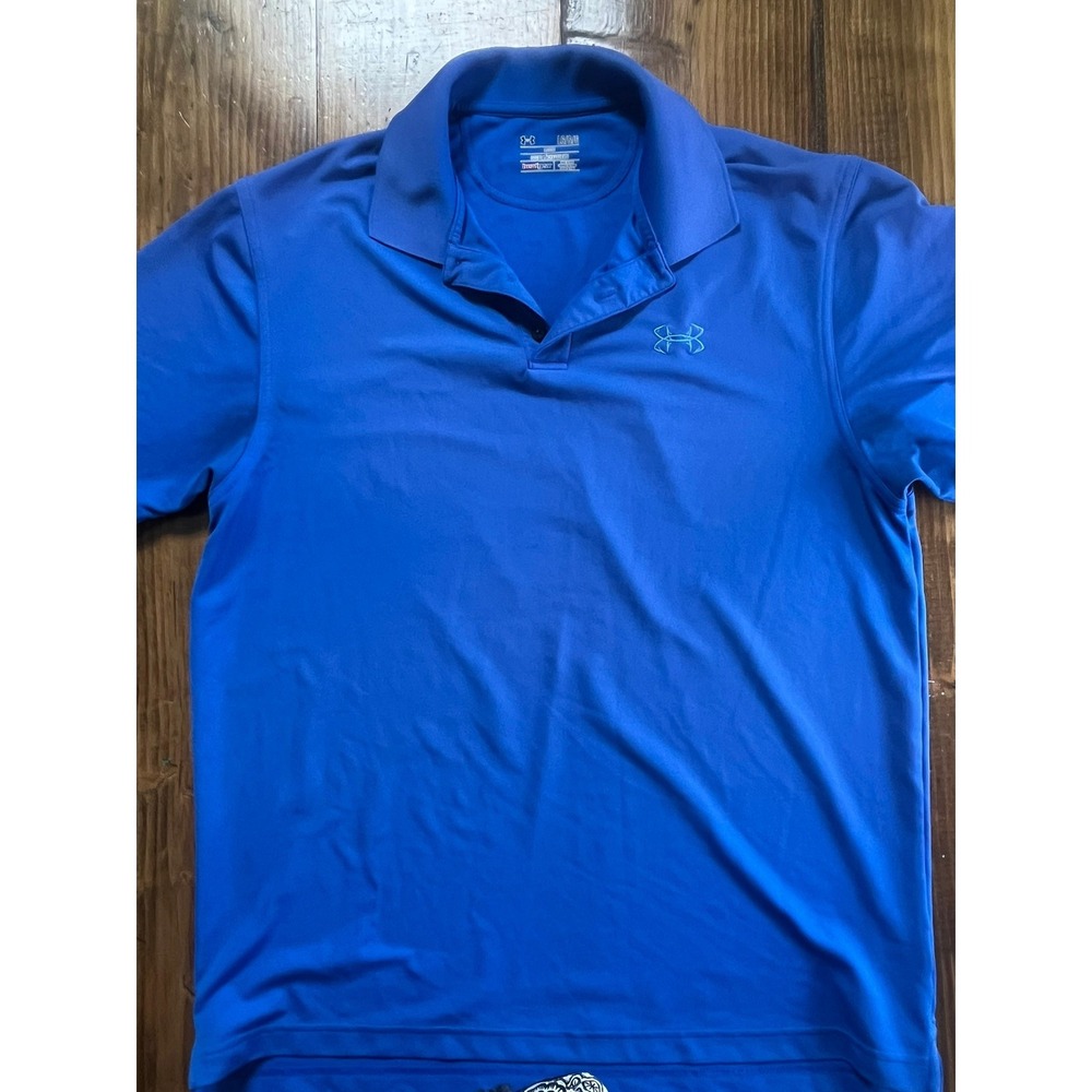 Under Armour HeatGear Mens Large Royal Blue Loose‎ Fit Short Sleeve Polo Shirt